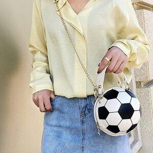 Soccer Ball Cross Body Bag PU Leather Women's Messenger Shoulder Purse